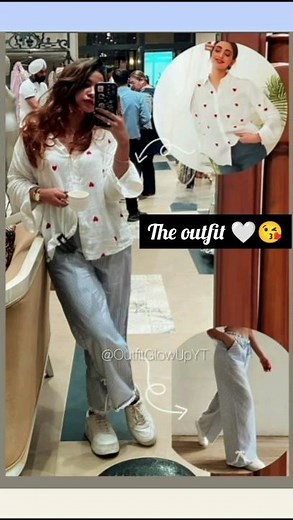 Heart-Print Shirt Outfit 🤍❤️ | Aesthetic Casual Look for Girls #fashion #outfitideas #ootd