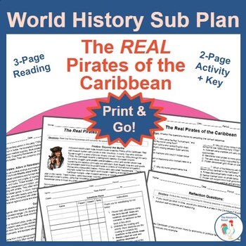 REAL Pirates of the Caribbean: World History Sub Plan Reading & Activities   Key