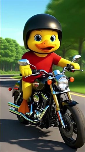 Cartoon Duck Rides a Motorcycle Through the Forest | Little Duck World