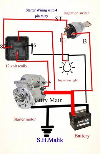 How to wire a starter with 4 pin relay #automobile #startup