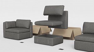 Spruce & Spring Rhea 79 in. Straight Arm Fabric Straight Modular Sofa in Blue SS8012-G0402161-2PC-SOFA