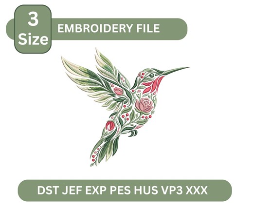 Floral Hummingbird Embroidery Design: Machine Embroidery Pattern Digital Download - Etsy
