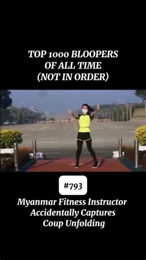 Caught Live Bloopers on Instagram: "During the 2021 military coup in Myanmar, fitness instructor Khing Hnin Wai unknowingly filmed one of the most surreal viral videos ever captured on camera. She set up for her usual morning aerobics routine, blasting music and dancing with full energy — completely unaware that military vehicles and armed forces were rolling into the government complex behind her. As she moved through her workout, the coup unfolded in real time, perfectly framed in the backgrou