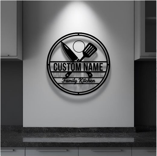 Personalized Family Kitchen Metal Sign, Custom Name Wall Decor, Kitchen Wall Art Gift - Etsy