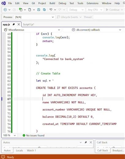Node.js + MySQL Banking Management System | Create Database & Tables Automatically with JavaScript