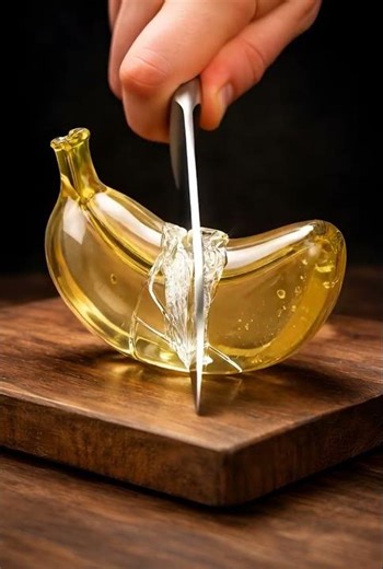 “Satisfying Glass Banana Cutting in Slow Motion | Glass Fruit ASMR 4K”