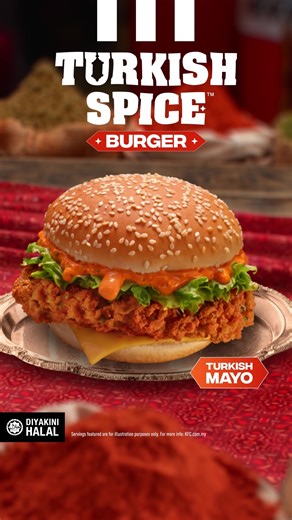 Low-key thinking of food to buka kan? Takyah worry, just order the zesty, creamy Turkish Spice Burger & layaaan sampai puas. | KFC | Facebook