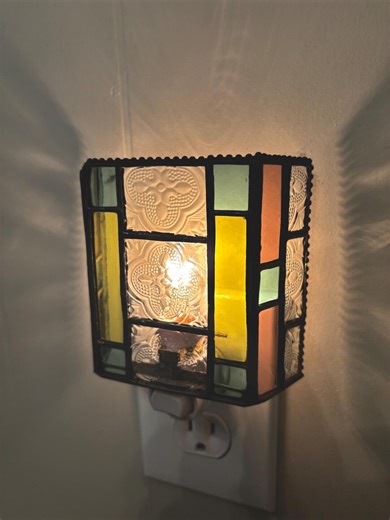 Parlor Window 2 - 3 Sided Stained Glass Night Light - Rotating Base Option - Etsy