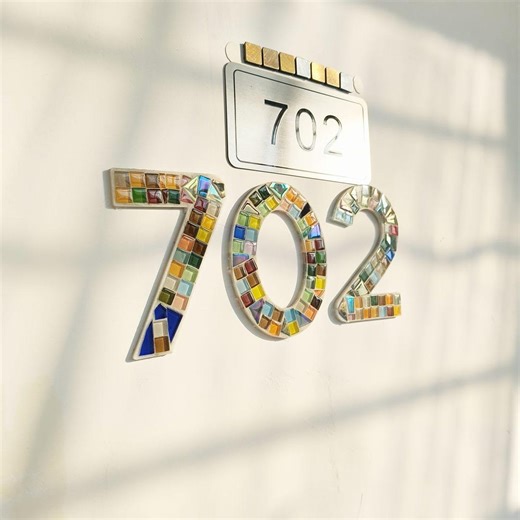 Custom Mosaic House Numbers DIY Kit, Colorful Stained Glass Tiles, Entryway Decor - Etsy