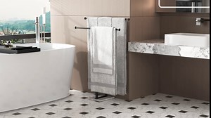 Amazon.com: Standing Towel Rack, BETHOM Towel Racks for Bathroom Freestanding with Marble Base, 2-Tier Floor Towel Rack, Double-T Shape Free Standing Towel Rack for Bath Towels, Black : Home & Kitchen