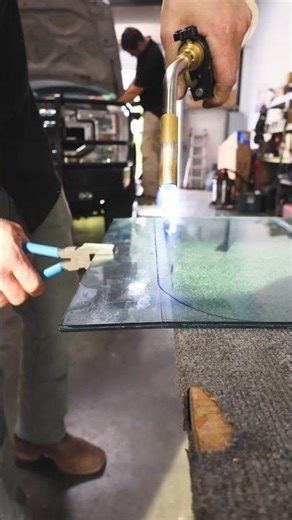 Cutting Glass with Flames 🔥 #glasscutting #torch #flames #fire