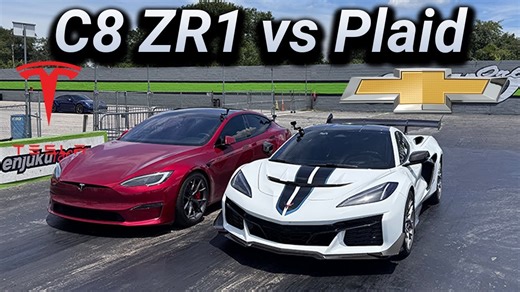 Tesla Model S Plaid Takes On New Corvette ZR1 for Quarter Mile Glory