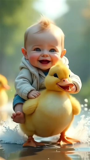 Adorable Baby Duck Dancing for Joy