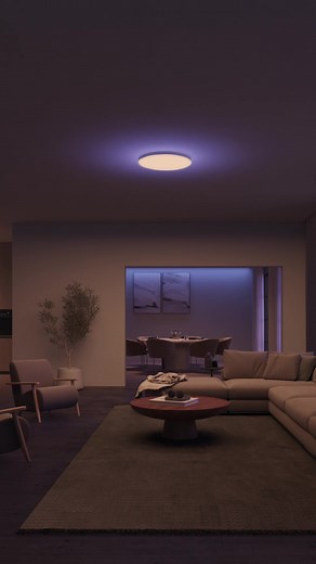 𝗡𝗘𝗪: Datura ceiling panel! Get ready, because this 👏 light 👏 is 👏 gorgeous 👏 The diffused main light illuminates the space, while the backlight casts color onto the ceiling. 👉https://www.philips-hue.com/daturapanel #huelights #rgb #homedecor | Philips Hue