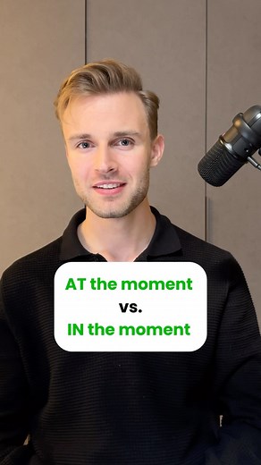 AT the moment vs. IN the moment AT the moment means right now: “At the moment, you are reading this post.” IN the moment is commonly used in the phrase “to live in the moment”. This means that you appreciate the present. For example, “she enjoys living in the moment instead of worrying about the future”. Improve your English with me - join my courses through the link in my profile bio @englishattheready #fluentenglish‬⁩ ⁦‪#learnenglishonline‬⁩ ⁦‪#inglés‬⁩ ⁦‪#учитьанглийский‬⁩ ⁦‪#学英语‬⁩ ⁦‪#अंग्रेज