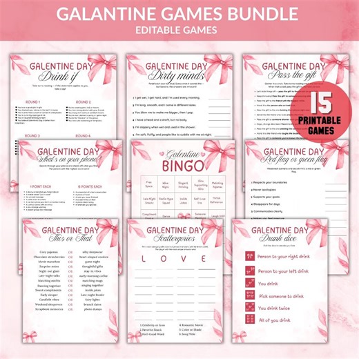 Galentine Games Bundle | Fun Party Games for Girls Night | Girls Party Games Printable - Etsy