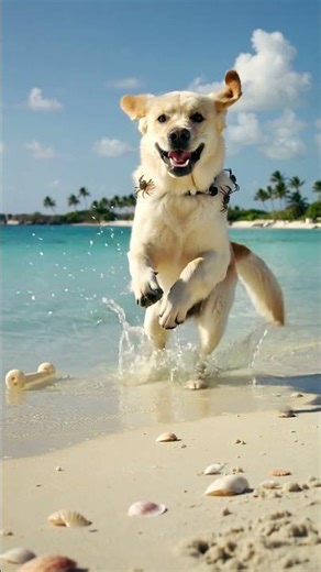 Realistic Golden Retriever Dives for a Bone and Comes Out Covered in Tiny Crabs!