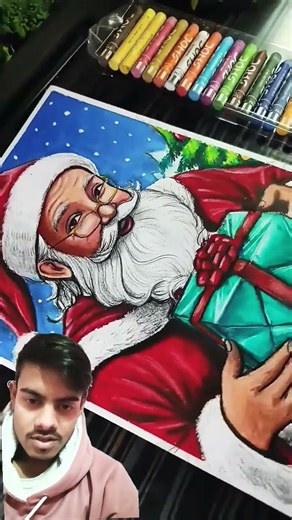 Santa Claus Drawing & Painting | Christmas Pencil Art 🎅✏️