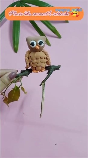 Cute clay owl making | Handmade Clay Craft #shorts #clayart #owl