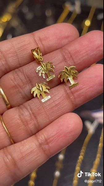 Stunning Gold Palm Tree Jewelry Close-Up