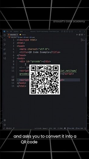Create QR Code Using HTML & JavaScript | Easy QR Code Generator Tutorial #shorts #qrcode