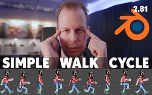 Blender LowPoly 胡子男角色行走骨骼动画