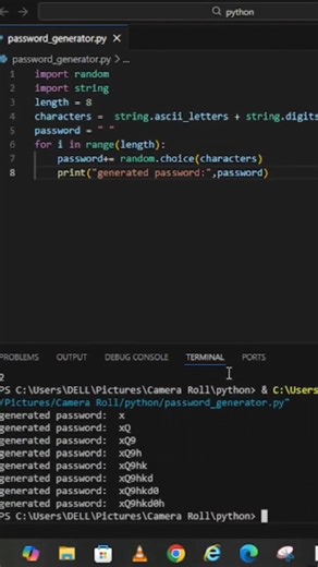 Generate Strong Password in Python 🔐 | #shorts