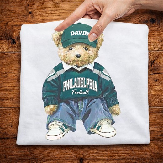 Philadelphia Football Teddy Bear PNG, Custom Name Football Clip Art, Sports Family Match Design, Philadelphia Fan Gift - Etsy