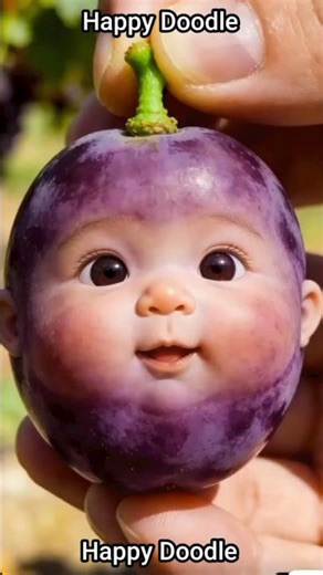 A sweet plum baby cartoon enjoying a juicy plum 😋💜#PlumBaby #CuteCartoon #JuicyMoments #BabyCartoon