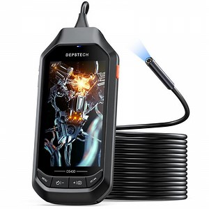 DEPSTECH 5.0MP Endoscope, 4.5" IPS Screen HD Industrial Borescope Inspection Camera with Light, 16GB Card