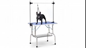 Folding Dog Grooming Table Heavy Duty Stainless Steel Pet Dog Cat Grooming Table with Adjustable Arm (46", Blue)