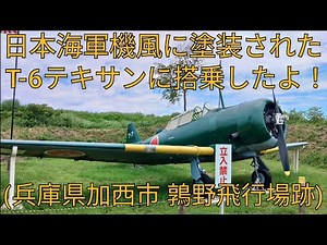 日本海軍機風に塗装されたT-6テキサンに搭乗したよ!(兵庫県加西市 鶉野飛行場跡)