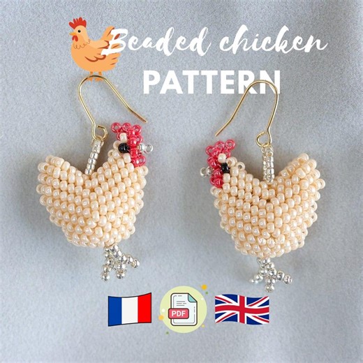 Beaded Chicken English France Pattern PDF • 3D Seed Bead Jewelry | Peyote Stitch | Animal Keychain DIY (digital Download) - Etsy
