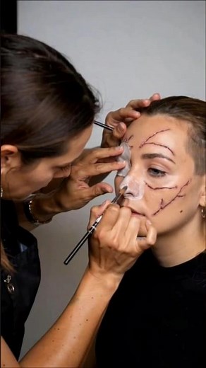 Halloween SFX Makeup Transformation 😱 Stitched Face Horror Look #makeup #beauty #viralvideo #short