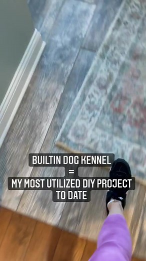 I love this built in dog kennel! This is probably the most simple DIY project I’ve tackled, and also the one I use more than anything in the entire house. Do you have an old cabinet around your house that you could convert into a dog kennel? #ladieswhodiy #ladieswhobuild #diymama #diy #diyhomedecor #diydogkennel #dogcrate #easydiy #simplediy #imadethat #ibuiltthat #dogsofinstagram #dog #homesohard #houseupgrade #laundryroom #furnitureflip #iwasbuiltforthis #adoptdontshop | thegoodwrench