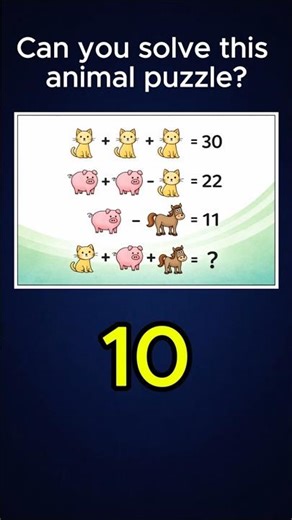 Can You Solve This Animal Math Puzzle? 🐱🐷🐴