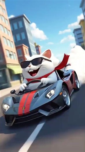 Super cool cat driving car #cat #ai #animation #cartoon #shorts