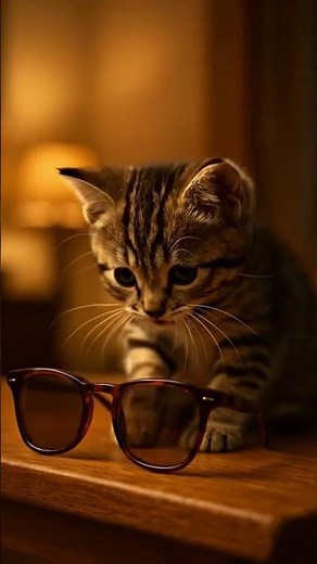 🙀🙀Cat Pushes Glasses Off the Table | Scary Funny Cat Shorts #cat #kitten #cute