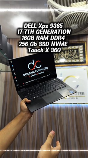 Dossani Computer on Instagram: "DELL XPS 9365 — Premium Power in a Sleek Body 💎🔥 Core i7 • 7th Generation 16GB DDR4 RAM | 256GB NVMe SSD Touch Screen • 360° Convertible ✨ Ultrabook lovers, creators & executives ke liye perfect premium machine 💼💻 ✔ 7 Days Return & Exchange ✔ 1 Month Checking Warranty 📍 Dossani Computer — Your Trusted Laptop Shop in Karachi Technocity Mall GC-25 & FC-16 📞 0324-3384850 | 0302-2264084 👉 Price & availability ke liye comment karein 💬👇 [dell xps 9365] [premium