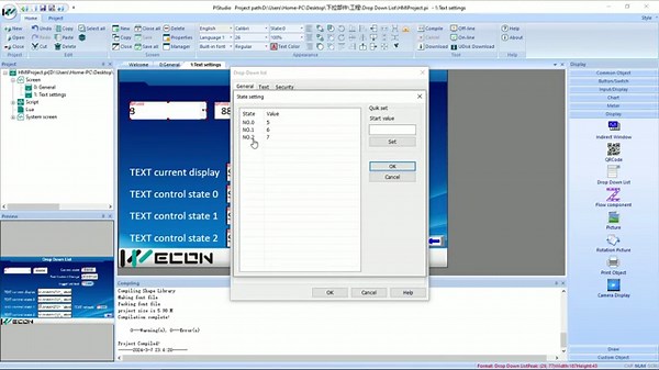 Wecon HMI Basic Object & Settings: 28. Drop Down List