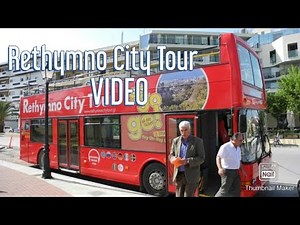 Rethymno Crete - City tour by open Bus, video in 4K