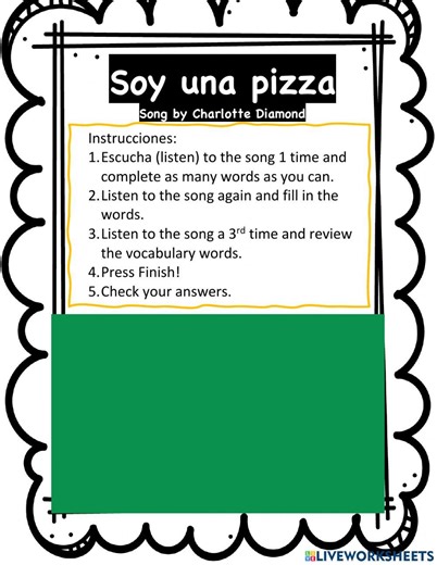 Soy una pizza by Charlotte Diamond worksheet