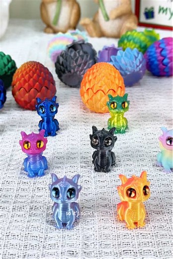 Mini 3-D Dragons in Colorful Eggs for Easter