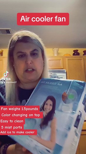 Air cooler fan. Add ice to make it cooler. Rechargeable. Changes color in tank. Weighs only 1.5 pounds. Easy to clean. #fans #coolest #FYP #tiktokshop #holidays #gifts #homeessentials #traveltok #traveltok #traveltips