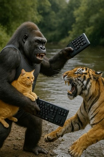 The Ultimate Keyboard Warrior! Gorilla vs. Tiger!