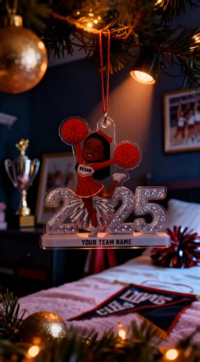 Christmas cheerleader ornament - perfect Christmas gift honoring the girl who lifts everyone else up first. When she opens this Christmas morning, she'll feel proud knowing her selfless spirit is recognized ❤️ 💝 Buy 3, Save 15% - Team spirit 👉 Recognize her spirit: https://trendingcustom.com/2472885 | Ink'd Apparel