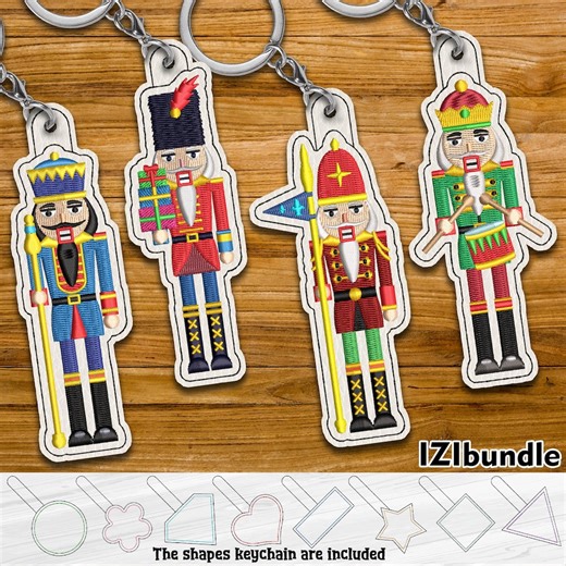 Christmas Nutcrackers Embroidery Keychain Design, Snap & Eyelet Key Fob Tab (digital Download) ITH - Etsy