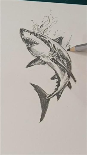drawing great white shark #art #drawing #pencildrawing #phonk #artist #edit #satisfying