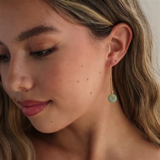 Jade Threader Earrings by Caitlyn Minimalist • Box Chain Earrings With Dangling Green Gemstone • Statement Jewelry • Birthday Gift • ER562 - Etsy