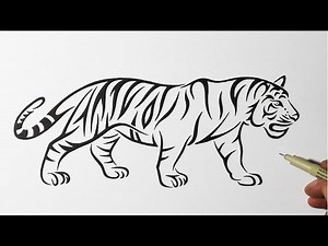 How to Draw a Tiger - Tattoo Design - Videos For Kids